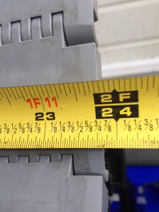 GREY/BLACK FLAT TOP PLASTIC CONVEYOR BELT 7.333’X23.875â?X0