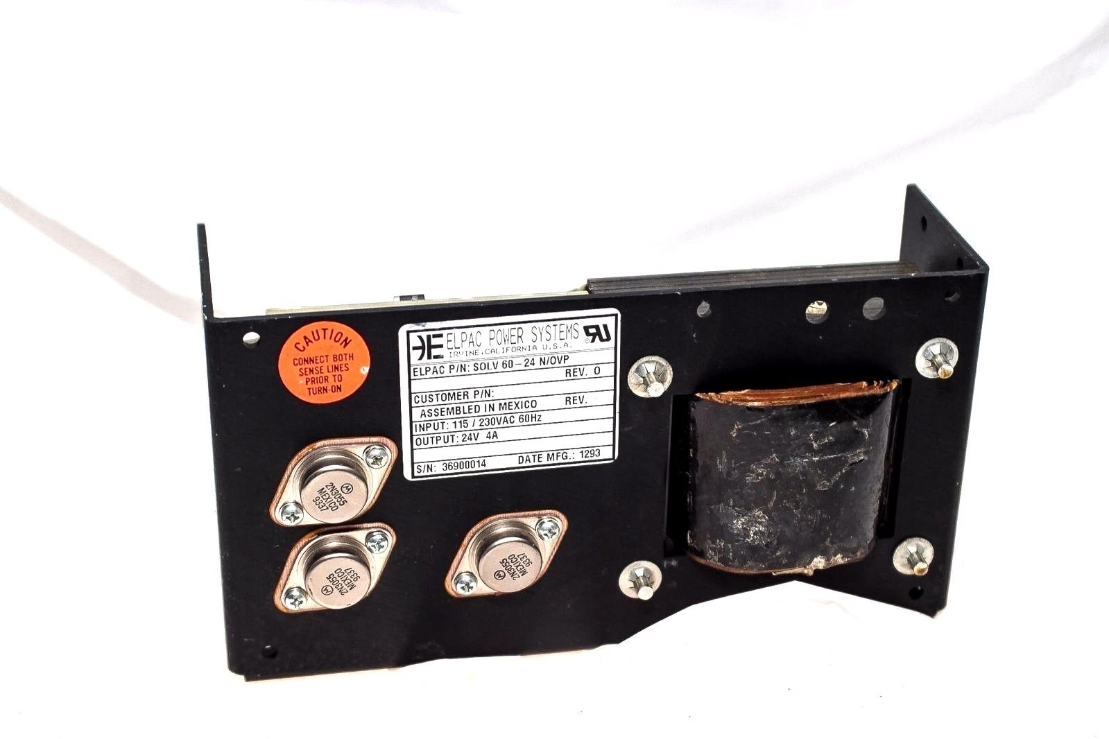ELPAC SOLV 60-24 N/OVP 115/230VAC 60Hz IN 24VDC 4A OUTPUT POWER SUPPLY NEW (G04) 1