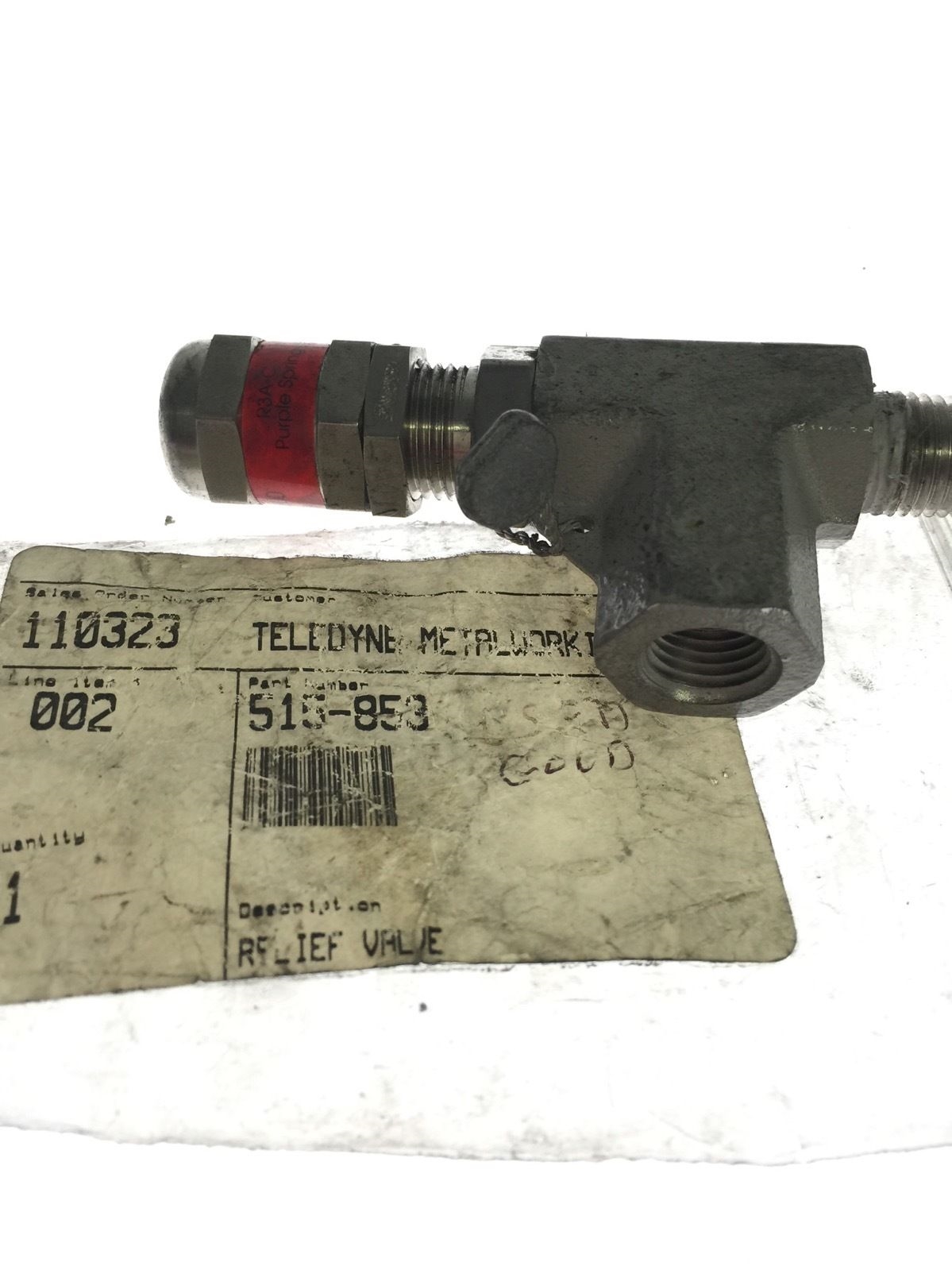 TELEDYNE RELIEF VALVE 515-853, NEW IN FACTORY BAG, FAST SHIPPING, G05 1