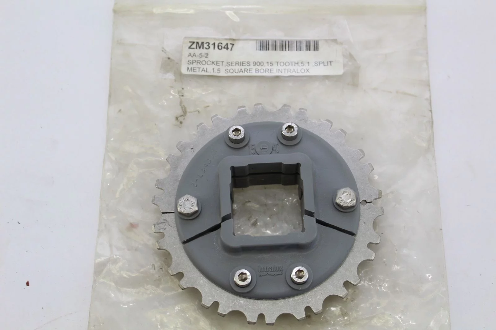Intralox Series 900 split bore sprocket 15 teeth Metal Square bore *NEW* (J79) 1