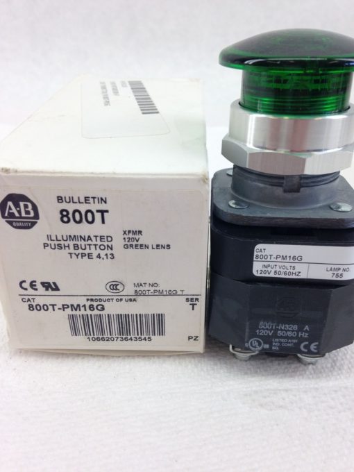 ALLEN BRADLEY 800T-PM16G GREEN LENS ILLUMINATED PUSH BUTTON NEW IN BOX! (H34) 2