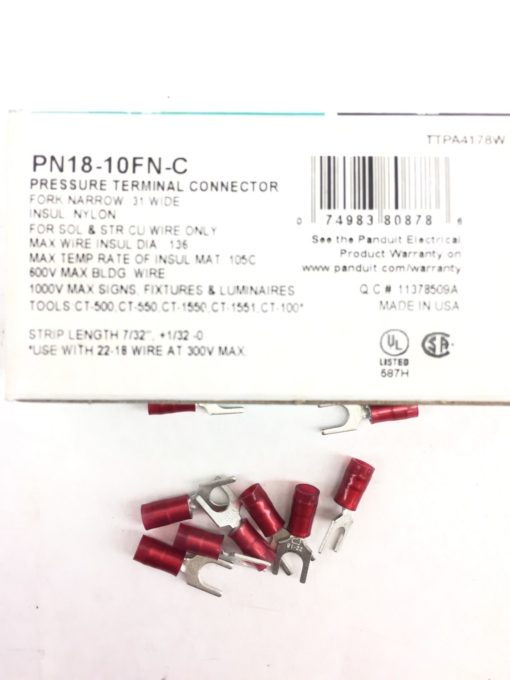 PANDUIT PN18-10FN-C PRESSURE TERMINAL CONNECTOR PK 100 (A423) 2