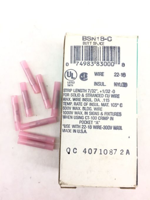 PANDUIT BSN18-C BUTT SPLICE NEW IN BOX PK 100 (A425) 2