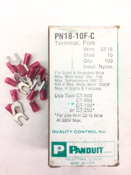 PANDUIT PN18-10F-C PRESSURE TERMINAL CONNECTOR PACK OF 100 (A426) 2