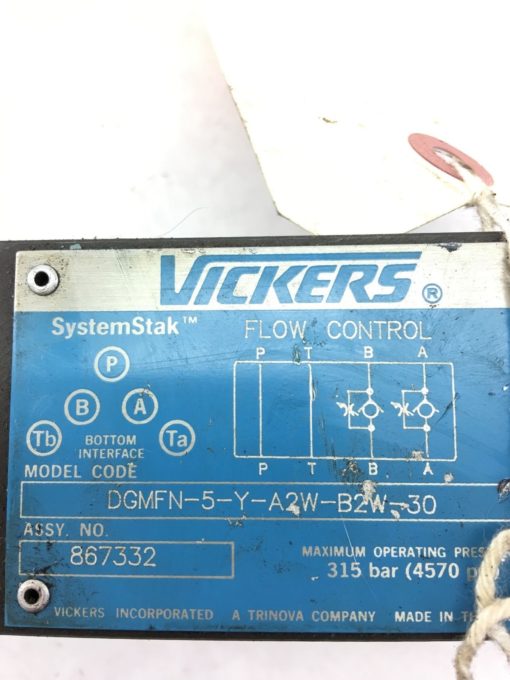 USED GREAT CONDITION VICKERS DGMFN-5-Y-A2W-B2W-30 FLOW CONTROL VALVE, B364 2