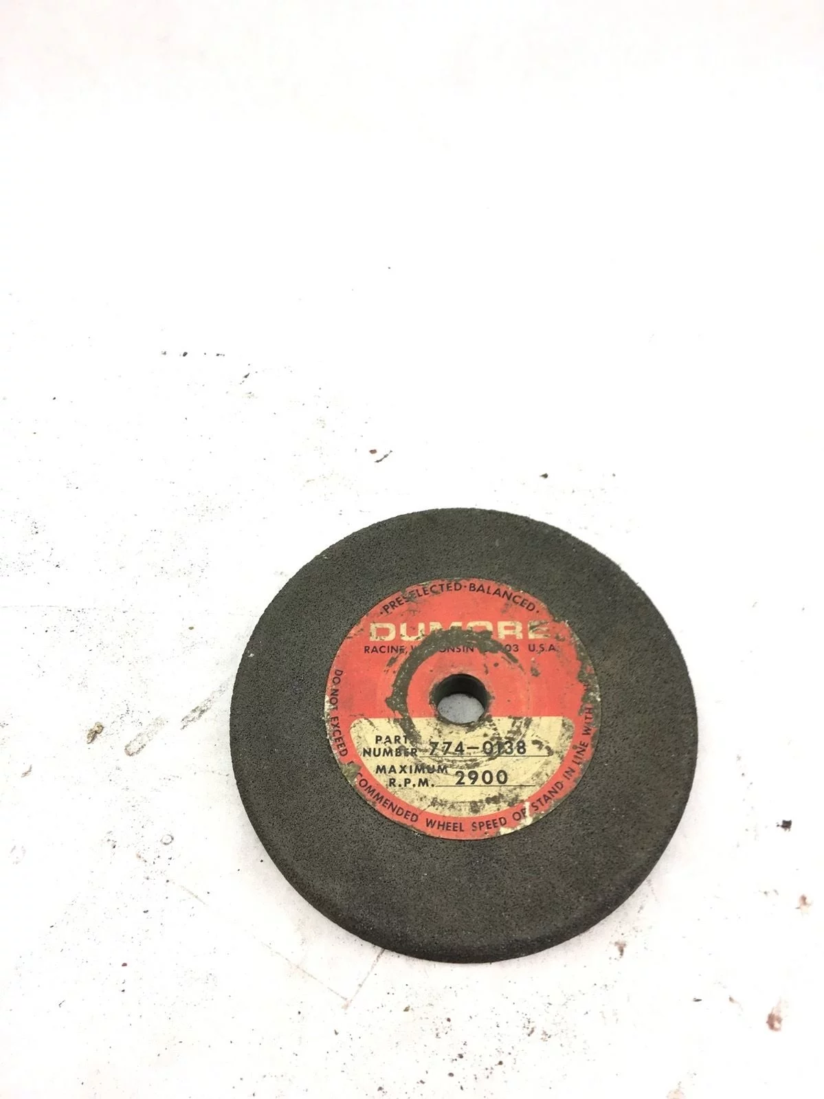 NEW DUNMORE 774-0138 2900 MAX RPM GRINDING WHEEL, FAST SHIPPING! (B364) 1