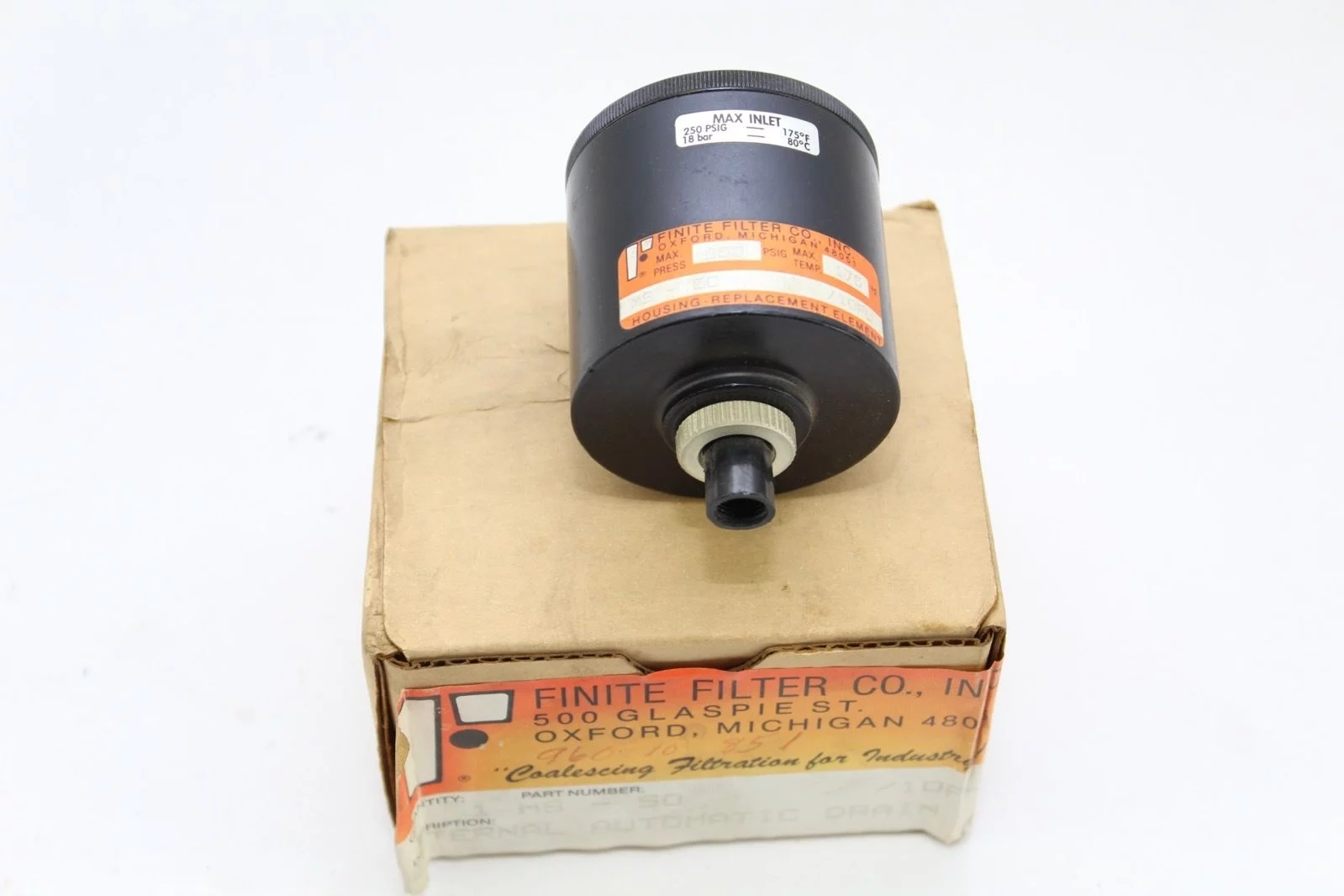 Finite Filer MS-50 External Automatic drain *NEW* (B281) 1