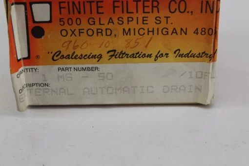 Finite Filer MS-50 External Automatic drain *NEW* (B281) 2