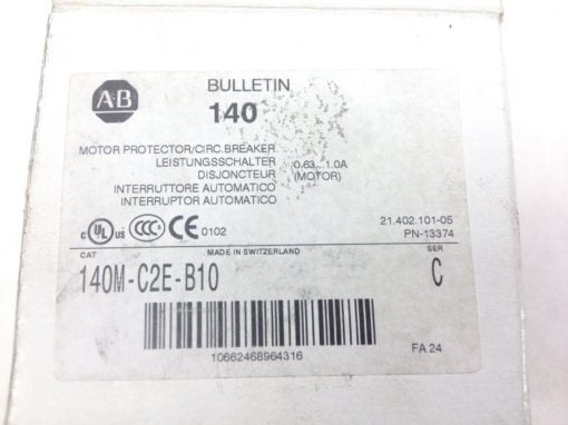 ALLEN BRADLEY 140M-C2E-B10 MANUAL MOTOR STARTER CIRCUIT PROTECTOR, MAGNETIC(A91) 2