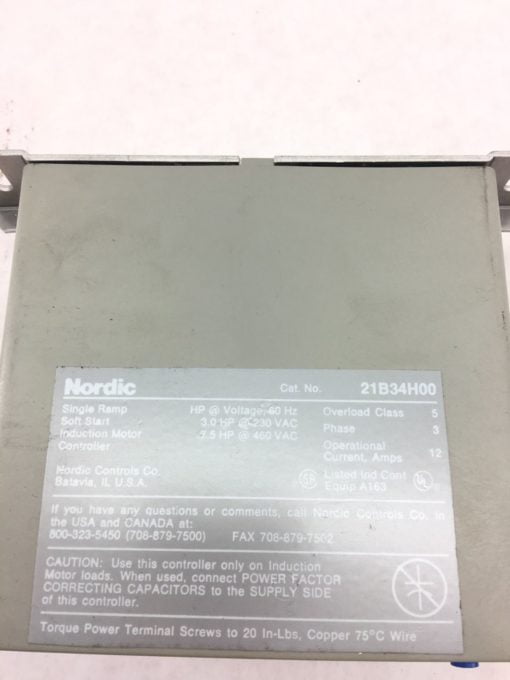 NEW NORDIC 21B34H00 SINGLE RAMP SOFT START INDUCTION MOTOR CONTROLLER, (B53) 2