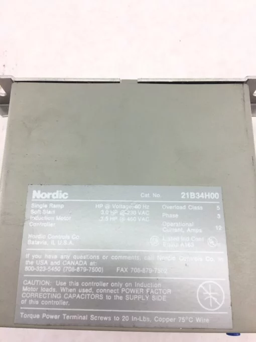 NEW NORDIC 21B34H00 SINGLE RAMP SOFT START INDUCTION MOTOR CONTROLLER, (B53) 2
