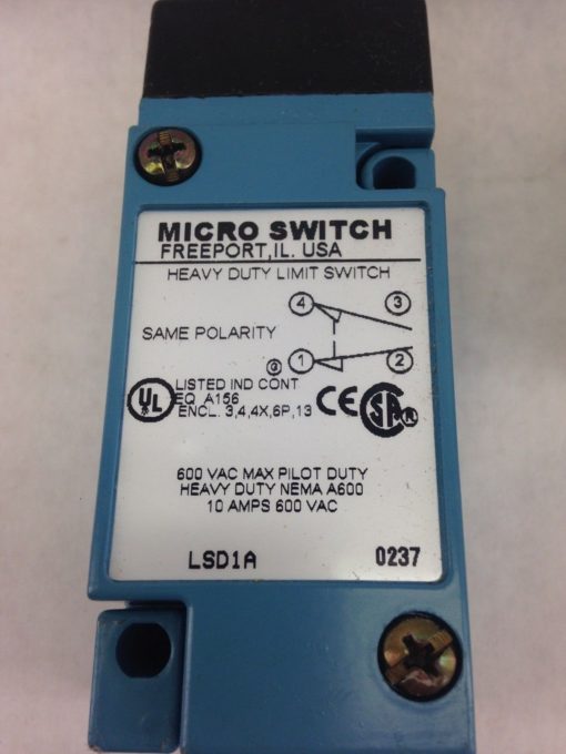 HONEYWELL MICRO SWITCH LSD1A HD PILOT DUTY LIMIT SWITCH, PUSH ROLLER (F35) 2