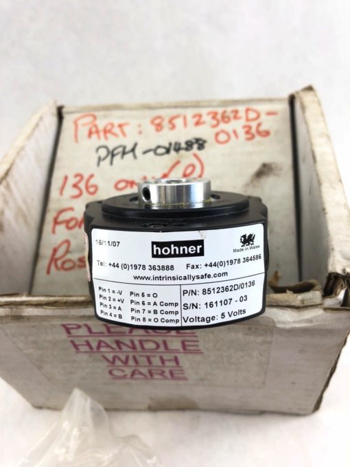NEW IN BOX HOHNER 8512362D/0136 INCREMENTAL OPTICAL ENCODER 5 VOLTS, B404 2