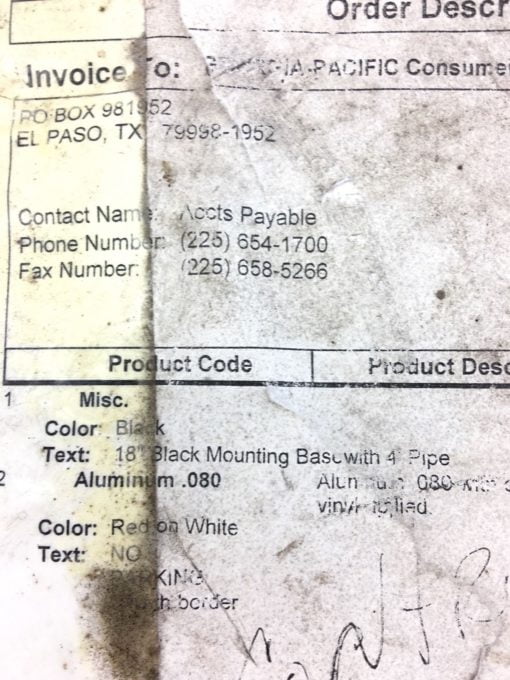 NEW IN BOX FASTSIGNS 18 INCH BLACK MOUNTING BASE FOR 4 INCH PIPE, (TLO)  2