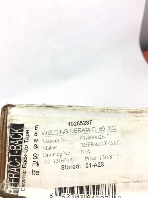 NEW IN BOX REFRAC-T-BACK 69-300026-7 WELDING CERAMIC BACK UP TAPE, (CHEESE PT) 2