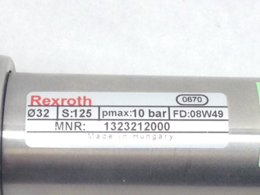 GENUINE REXROTH 1323212000 PNEUMATIC CYLINDER S:125 MAX:10bar FD:08W49 (H332) 2