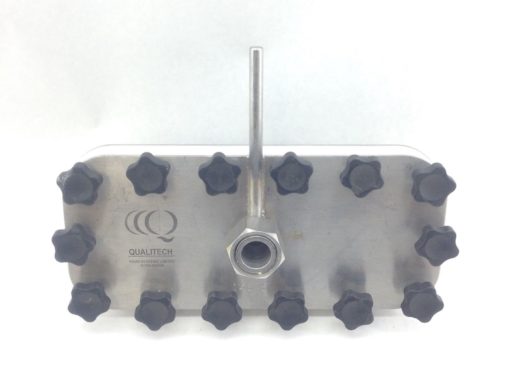 QUALITECH FOOD SYSTEMS # 14695 VALVE 1” NPT 27-PORTS, 14-BOLT FLANGE (H332 1