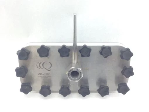 QUALITECH FOOD SYSTEMS # 14695 VALVE 1” NPT 27-PORTS, 14-BOLT FLANGE (H332 1