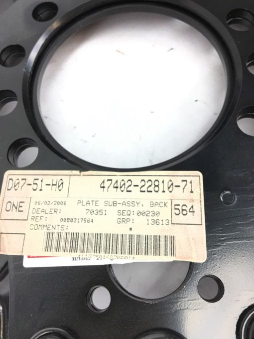 NEW Toyota Forklift 47402-22810-71 Plate Sub Assembly, Back, FAST SHIPPING! B311 2
