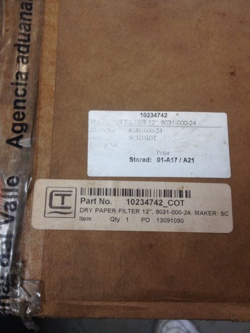 NIB! USF-SCHMIDT 8031-000-24 DRY PAPER FILTER 12″ FAST SHIP!!! (PLIST) 2